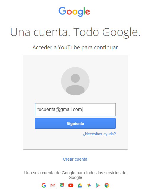 Crea una cuenta en google Crea una cuenta en google