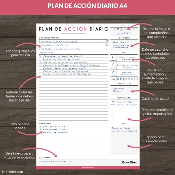 Plan de acción diario