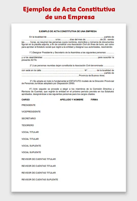 Ejemplos de Actas Constitutivas de una empresa