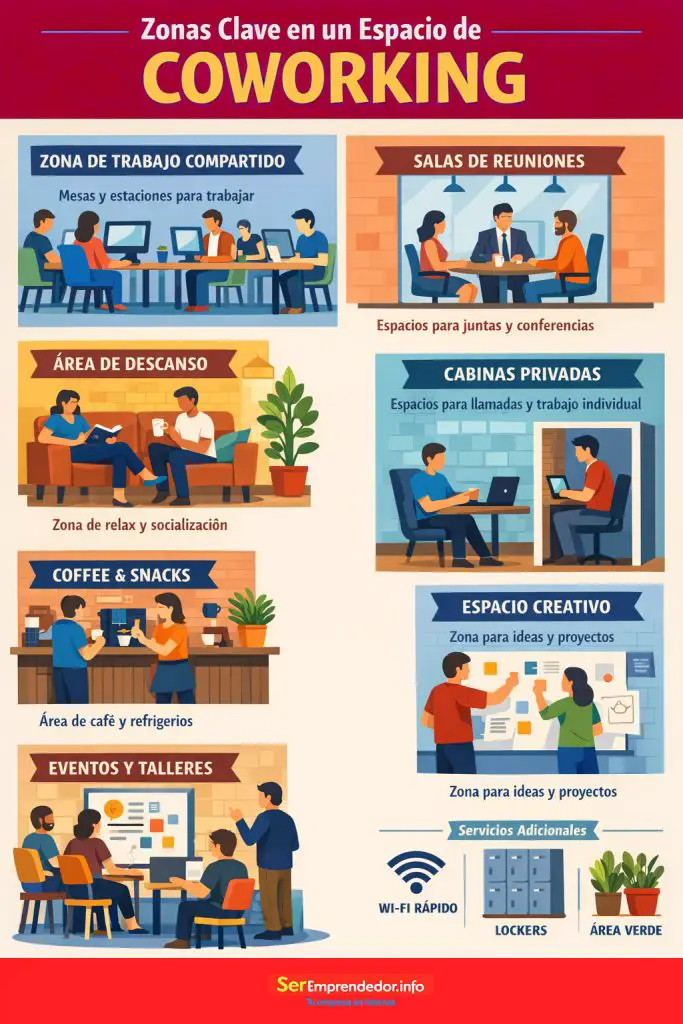 Zonas clave en un espacio de Coworking Zonas clave en un espacio de Coworking